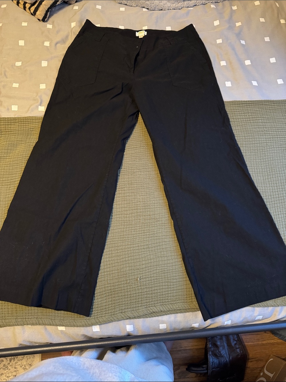 Maeve Black Wide-Leg Pants with Front Patch Pockets
